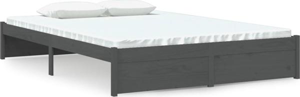 vidaXL Rama κρεβατιού, γκρι, από μασίφ ξύλο, 140 x 200 cm