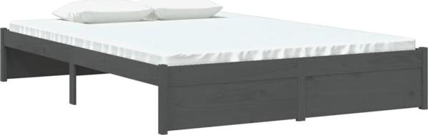vidaXL Rama κρεβατιού, γκρι, από μασίφ ξύλο, 140 x 200 cm