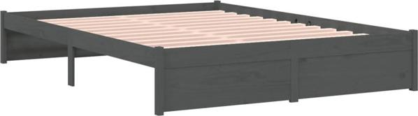 vidaXL Rama κρεβατιού, γκρι, από μασίφ ξύλο, 140 x 200 cm
