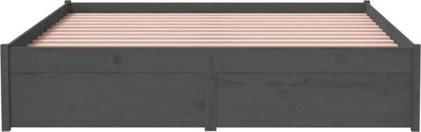 vidaXL Rama κρεβατιού, γκρι, από μασίφ ξύλο, 140 x 200 cm