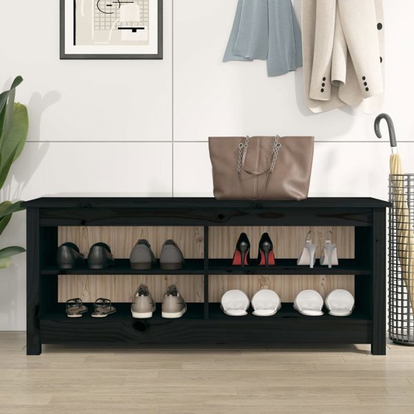 vidaXL vidaXL Szafka na buty, czarna, 110x38x45,5 cm, drewno sosnowe