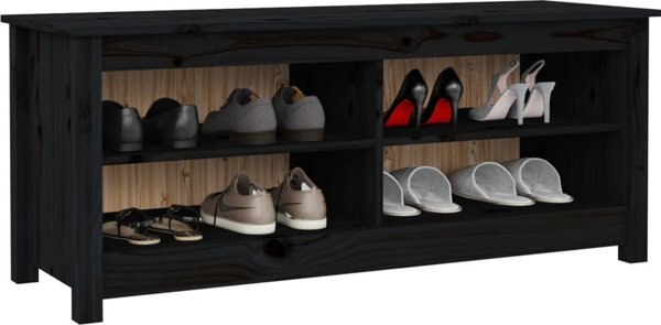 vidaXL vidaXL Szafka na buty, czarna, 110x38x45,5 cm, drewno sosnowe