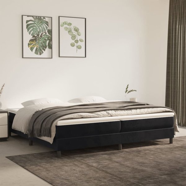 vidaXL Κρεβάτι kontynentalne με στρώμα, μαύρο βελούδο 200x200 cm