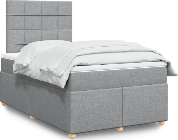 VidaXL Κρεβάτι Continental με Στρώμα, Ανοιχτό Γκρι, Ύφασμα, 120x200 εκ