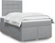 VidaXL Κρεβάτι Continental με Στρώμα, Ανοιχτό Γκρι, Ύφασμα, 120x200 εκ