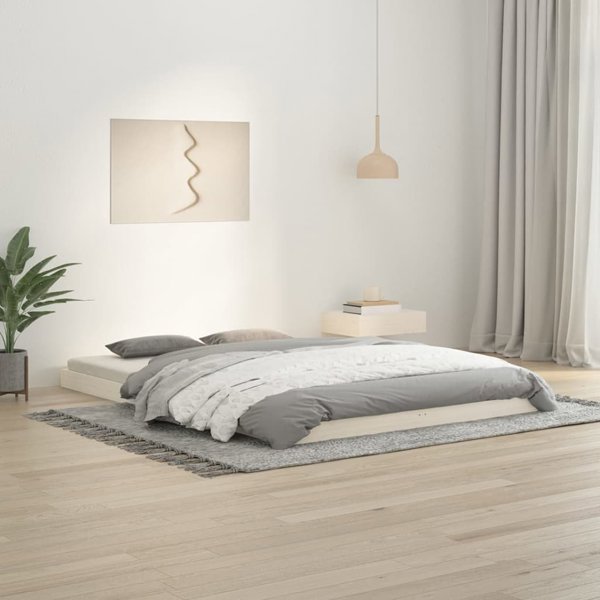 vidaXL Rama κρεβατιού, λευκό, 140x200 εκ., από μασίφ πεύκο
