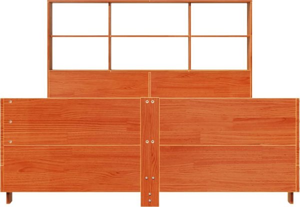 vidaXL Πλαίσιο κρεβατιού 140x190 cm από μασίφ πεύκο - Κεχριμπαρένιο καφέ