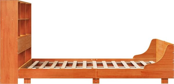 vidaXL Πλαίσιο κρεβατιού 140x190 cm από μασίφ πεύκο - Κεχριμπαρένιο καφέ