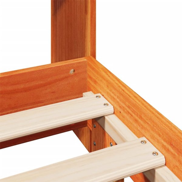 vidaXL Πλαίσιο κρεβατιού 140x190 cm από μασίφ πεύκο - Κεχριμπαρένιο καφέ