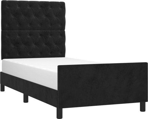 vidaXL Κορνίζα κρεβατιού με κεφαλάρι, μαύρη, 80x200 cm, βελούδινη