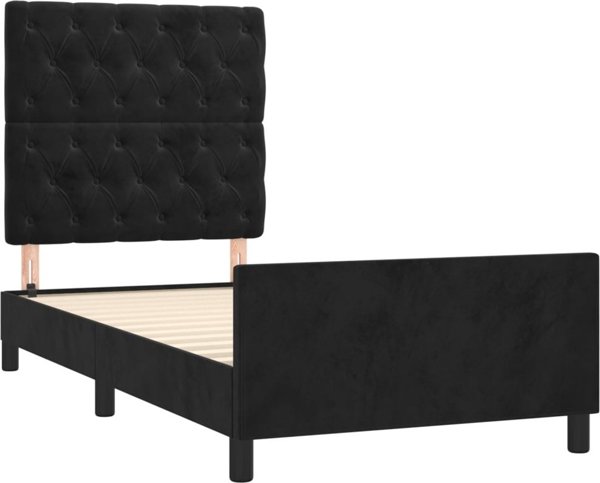 vidaXL Κορνίζα κρεβατιού με κεφαλάρι, μαύρη, 80x200 cm, βελούδινη