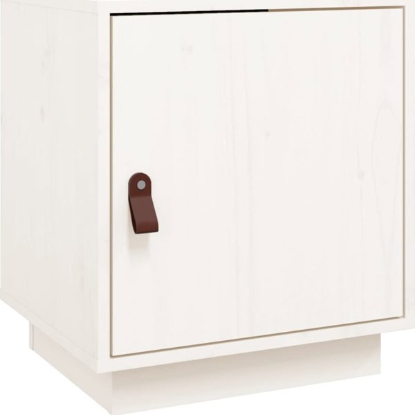 vidaXL Szafka nocna, biala, 40x34x45 cm, lite drewno sosnowe