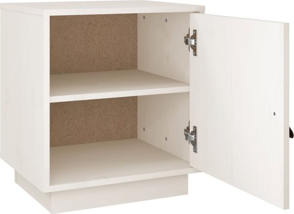 vidaXL Szafka nocna, biala, 40x34x45 cm, lite drewno sosnowe