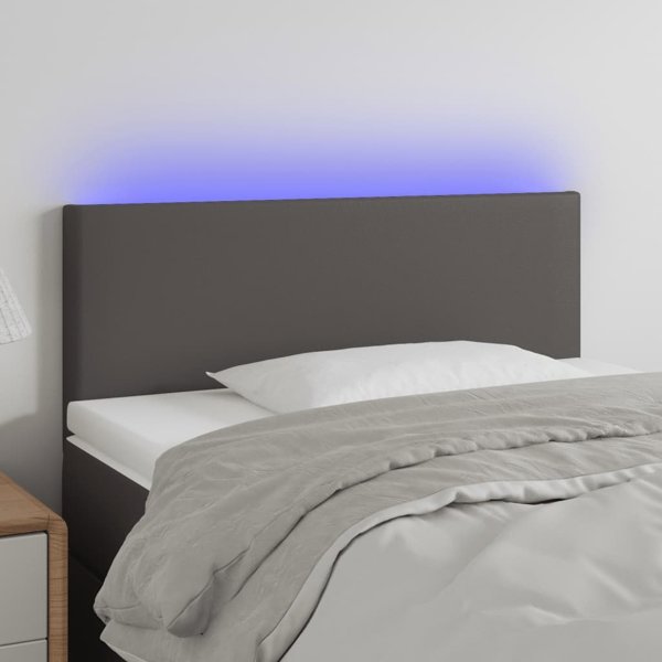 Κεφαλάρι κρεβατιού με LED vidaXL, γκρι, 100x5x78/88 cm, τεχνητό δέρμα