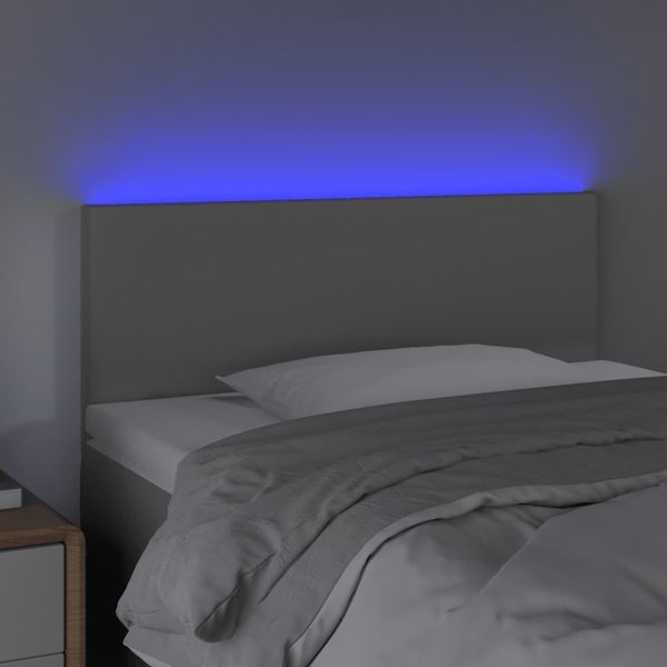 Κεφαλάρι κρεβατιού με LED vidaXL, γκρι, 100x5x78/88 cm, τεχνητό δέρμα