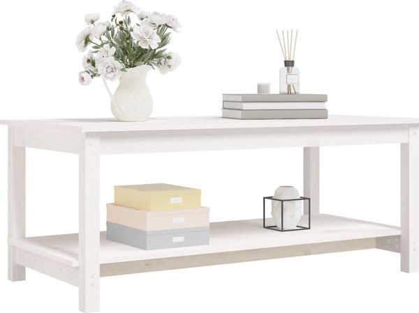 vidaXL Τραπεζάκι Καφέ, λευκό, 110x55x45 εκ, μασίφ πεύκο