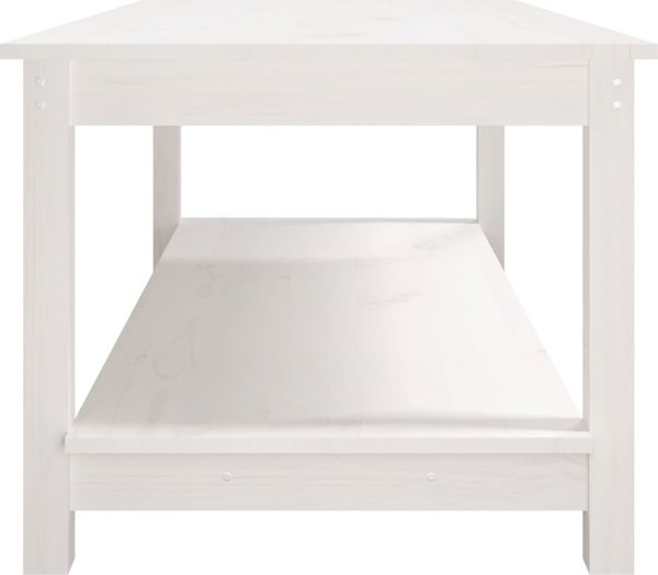 vidaXL Τραπεζάκι Καφέ, λευκό, 110x55x45 εκ, μασίφ πεύκο