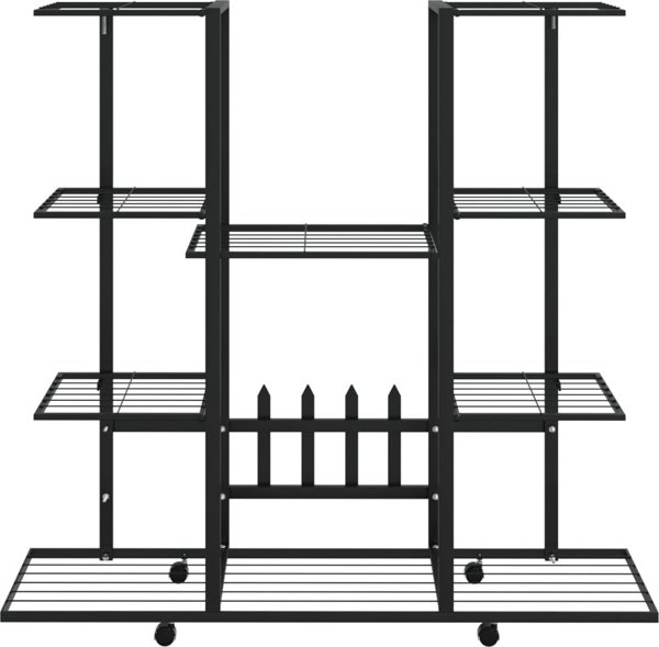 vidaXL Φυτόstand με Ρόδες, 94,5x24,5x91,5 εκ., μαύρο, σίδερο