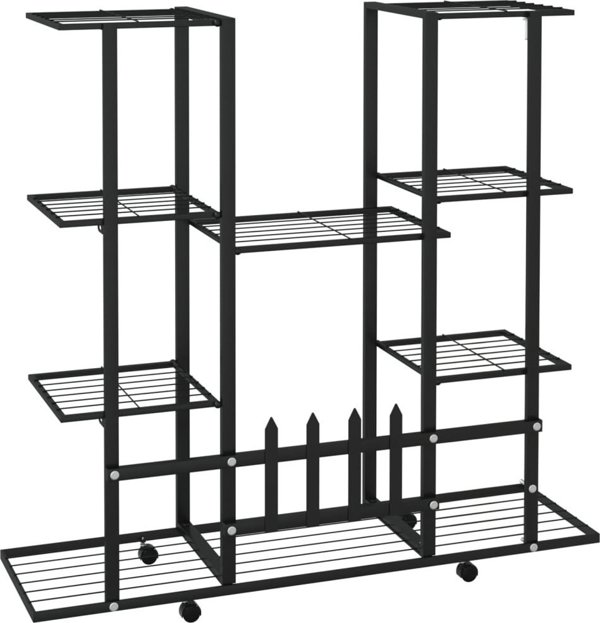 vidaXL Φυτόstand με Ρόδες, 94,5x24,5x91,5 εκ., μαύρο, σίδερο