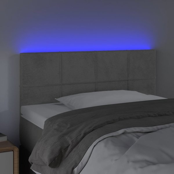 vidaXL προσκέφαλο κρεβατιού με LED, ανοιχτό γκρι, 100x5x78/88 cm, βελούδο
