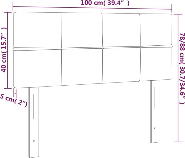 vidaXL προσκέφαλο κρεβατιού με LED, ανοιχτό γκρι, 100x5x78/88 cm, βελούδο