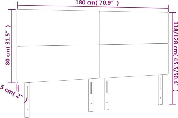 vidaXL Zaglowek do lozka z LED czarny 180x5x118/128 cm aksamit