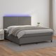 vidaXL Κρεβάτι Κοντινεντάλ με Στρώμα και LED, Γκρι Οικοδερμα, 180x200 cm