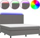 vidaXL Κρεβάτι Κοντινεντάλ με Στρώμα και LED, Γκρι Οικοδερμα, 180x200 cm
