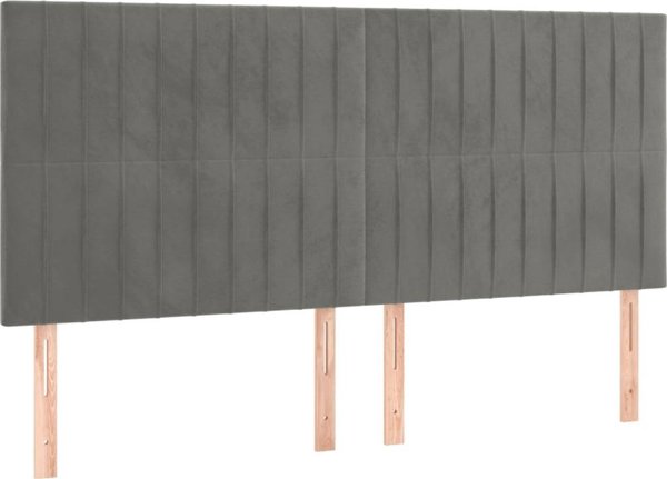 vidaXL Zaglowek do lozka z LED, asprogkri, 200x5x118/128 cm, aksamit