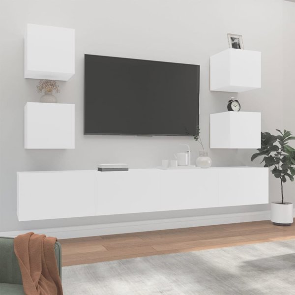 vidaXL Σετ 6 ντουλάπια τηλεόρασης, λευκά