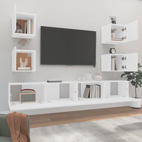 vidaXL Σετ 6 ντουλάπια τηλεόρασης, λευκά