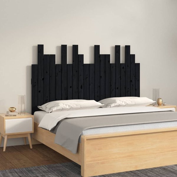 vidaXL Κεφαλάρι κρεβατιού, μαύρο, 127,5x3x80 εκ, μασίφ ξύλο πεύκου