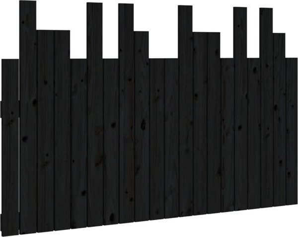 vidaXL Κεφαλάρι κρεβατιού, μαύρο, 127,5x3x80 εκ, μασίφ ξύλο πεύκου