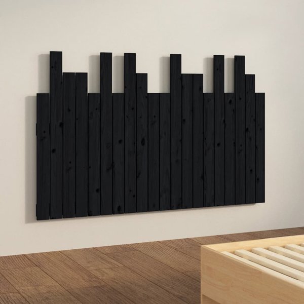 vidaXL Κεφαλάρι κρεβατιού, μαύρο, 127,5x3x80 εκ, μασίφ ξύλο πεύκου