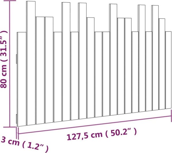 vidaXL Κεφαλάρι κρεβατιού, μαύρο, 127,5x3x80 εκ, μασίφ ξύλο πεύκου