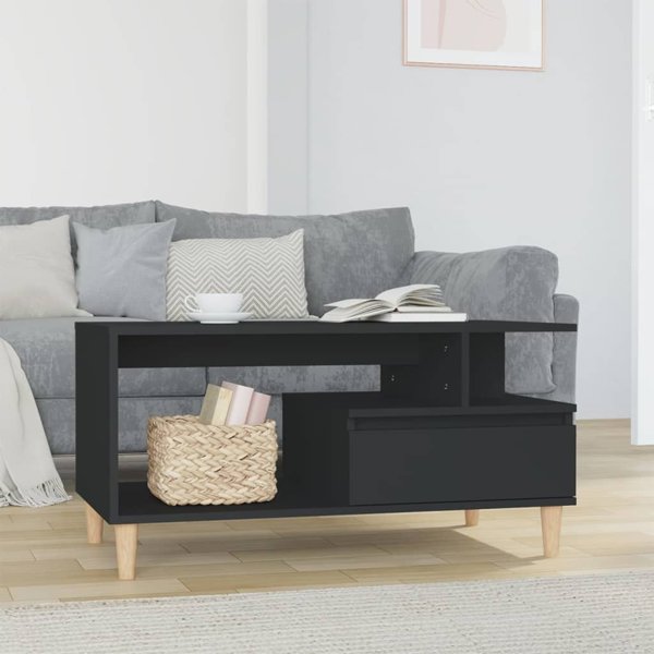 vidaXL Stolik kawowy, czarny 90x49x45 cm