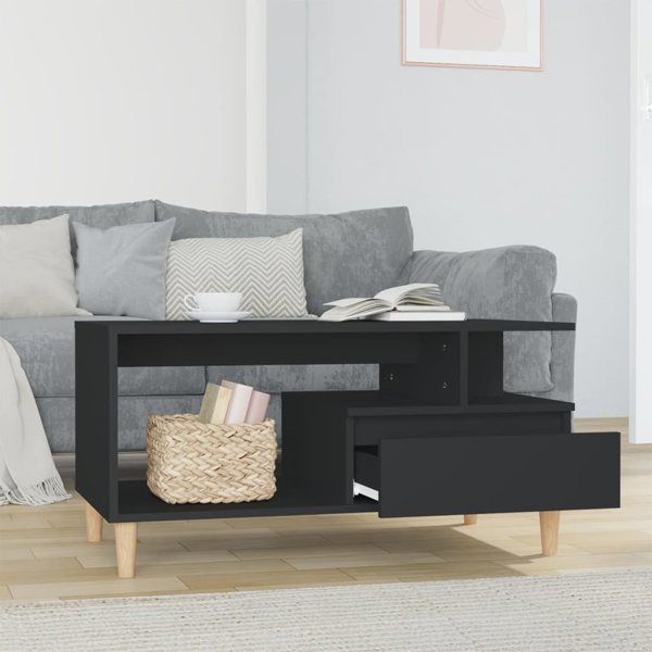 vidaXL Stolik kawowy, czarny 90x49x45 cm