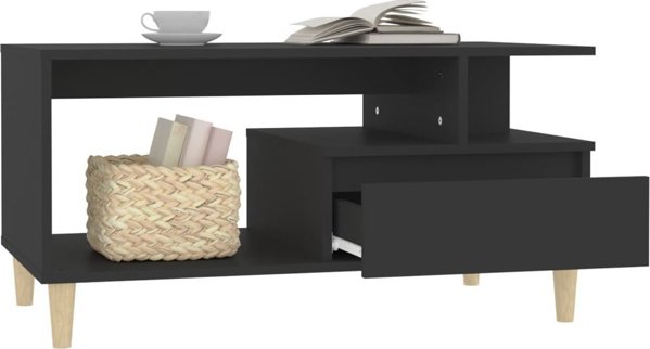 vidaXL Stolik kawowy, czarny 90x49x45 cm