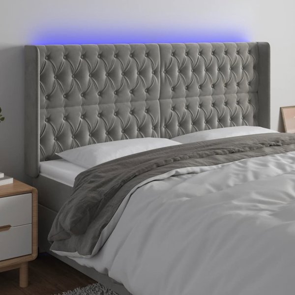 vidaXL Zaglozek giatou me LED, asprogkri, 183x16x118/128 cm, aksamit