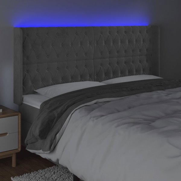 vidaXL Zaglozek giatou me LED, asprogkri, 183x16x118/128 cm, aksamit