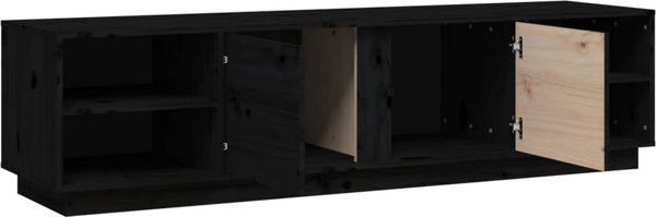 vidaXL vidaXL Szafka pod TV, czarna, 156x40x40 cm, lite drewno sosnowe