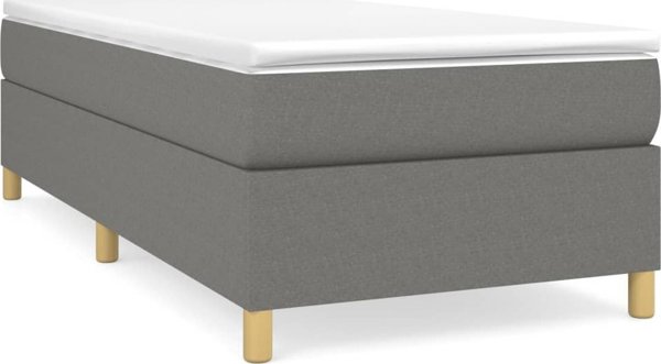 vidaXL Κρεβάτι kontynentalne με στρώμα, σκούρο γκρι ύφασμα 90x190 εκ.