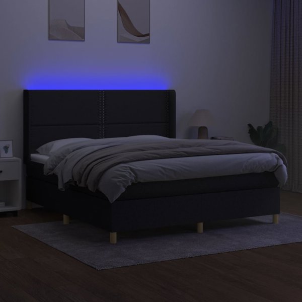 vidaXL Κρεβάτι kontynentalne με στρώμα, μαύρο, 160x200 εκ., ύφασμα
