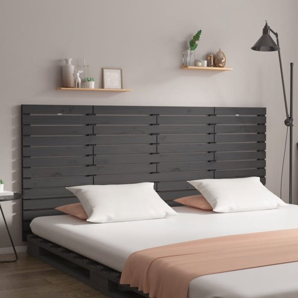 vidaXL Κεφαλάρι κρεβατιού, γκρι, 166x3x91,5 εκ., μασίφ ξύλο πεύκου