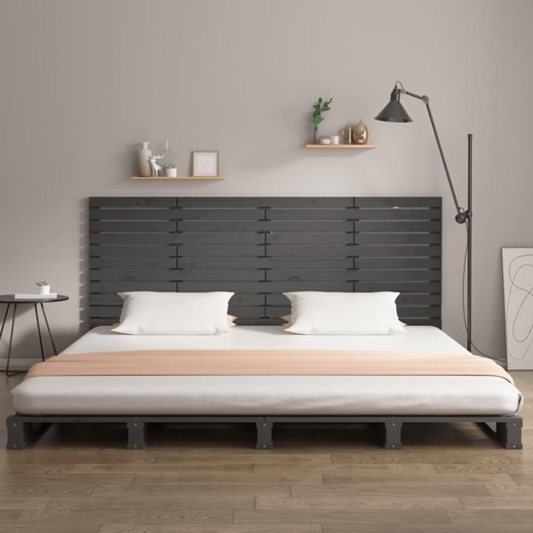 vidaXL Κεφαλάρι κρεβατιού, γκρι, 166x3x91,5 εκ., μασίφ ξύλο πεύκου