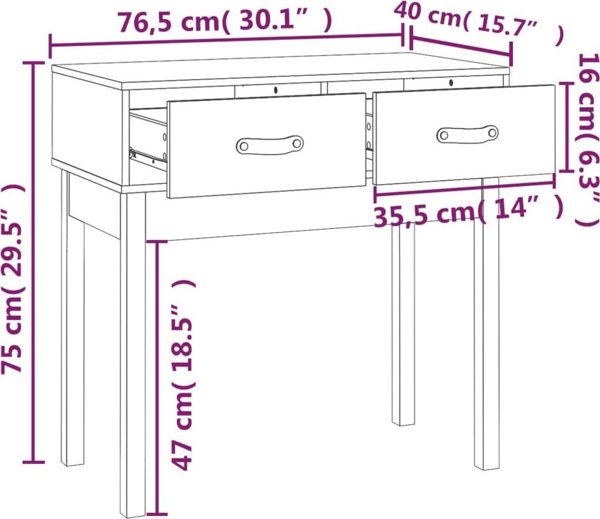 vidaXL Κονσόλα, καφέ μέλι, 76,5x40x75 εκ., ξύλο πεύκου