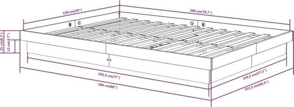 vidaXL Κρεβατοκάμαρα, λευκή, μασίφ ξύλο, 150x200 εκ., King Size