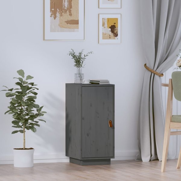 vidaXL Szafka, szara, 34x40x75 cm, lite drewno sosnowe