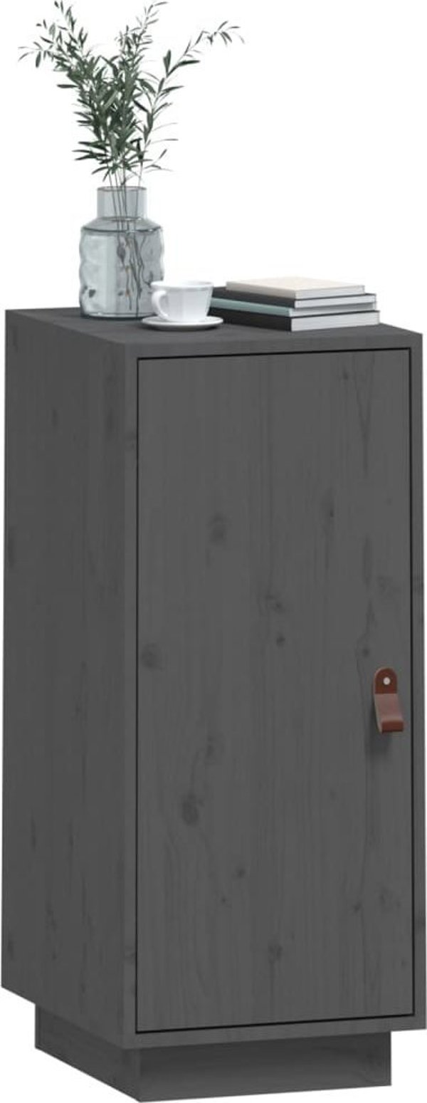 vidaXL Szafka, szara, 34x40x75 cm, lite drewno sosnowe
