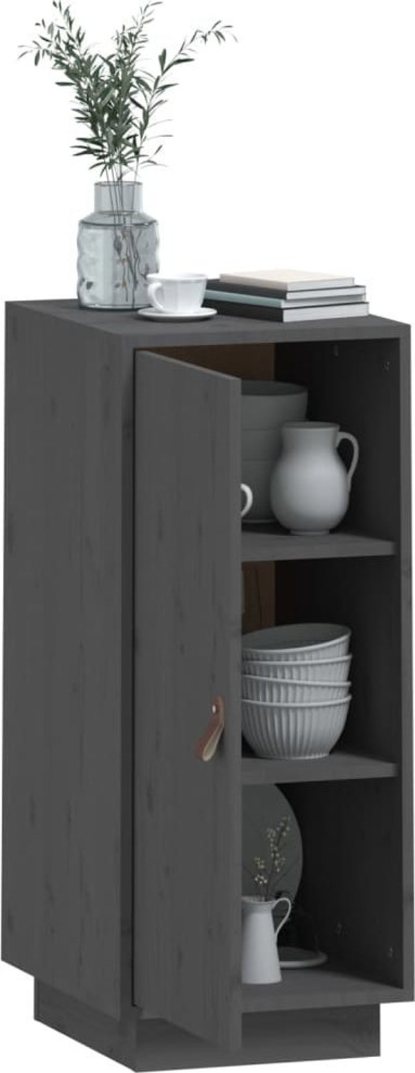vidaXL Szafka, szara, 34x40x75 cm, lite drewno sosnowe